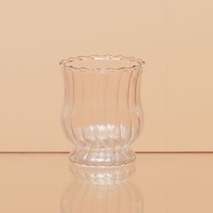*Clear Glass Wavy Design Tea Light Candle Holder #79294 (NWT) #1